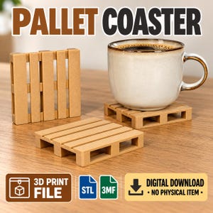 Mini Pallet Coaster STL | Rustic Drink Coaster, 3D Printable Table Decor (Digital Download)