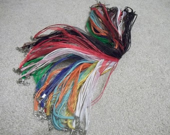 Lot of 5 multi-color organza ribbon voile necklaces 18" for DIY Projects scrabble tile dominos cameos