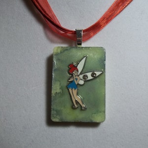 OOAK Tye Dye Fairy charm altered art alcohol ink dyed handcrafted Rummikub Game Piece Pendant Necklace