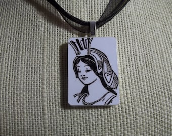 Glinda the Good Witch- Vintage Wizard of Oz image handcrafted game piece pendant Necklace - Domino jewelry