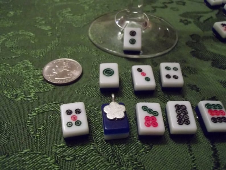 Mahjong Wine Charms Set of 4 Circle Dots Wine Charms Made Etsy