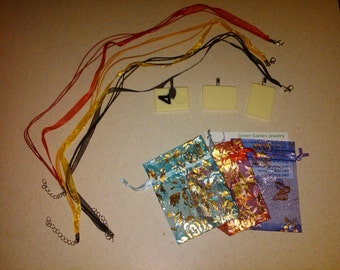 3 Make Your Own Game Piece necklaces rummikub tile kit - DIY