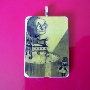 Wizard of Oz Emerald City- Vintage book image handcrafted Rummikub pendant Necklace - Game Piece jewelry