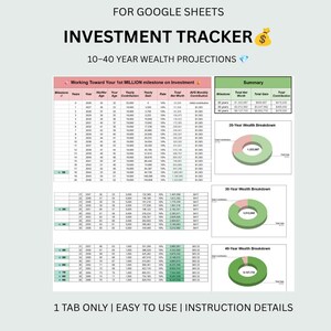 Investment Tracker Spreadsheet: Wealth Builder, Compound Interest Tracker (Google Sheets), Stock Trading Journal