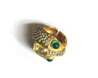 Vintage Kenneth Jay Lane K.J.L. Jewelled Snake Cocktail Ring