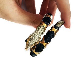 Vintage Kenneth Jay Lane K.J.L. Jeweled Enamel Snake Bracelet