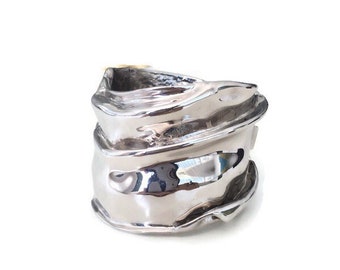 Joanne Cooper for Ciner New York Polished Silver Sculptural Bangle