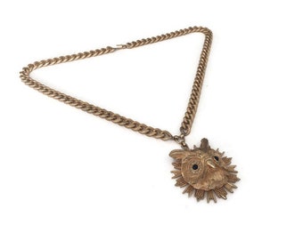 Nettie Rosenstein Gold Owl Starburst Pendant Chain Necklace