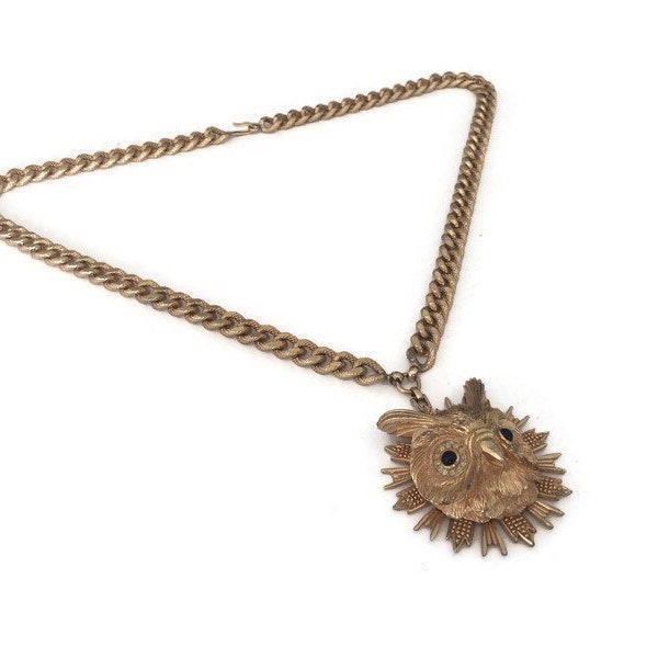 Nettie Rosenstein Gold Owl Starburst Pendant Chain Necklace