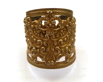 Vintage Napier Ornate Scroll Work Gold Cuff