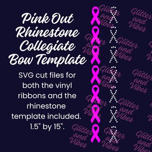 Pink Out Breast Cancer Awareness Cheer Bow Hair Ribbon SVG Template for Cricut