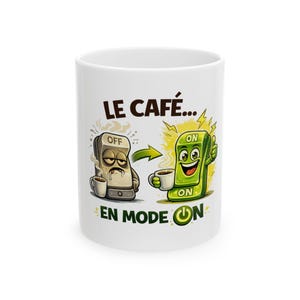 Le Café On/Off Switch Mug | Coffee Mood Illustration Ceramic Mug