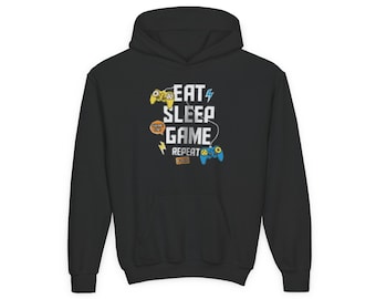 No Sleep Gamer Hoodie | Youth gaming controller graphic sweatshirt