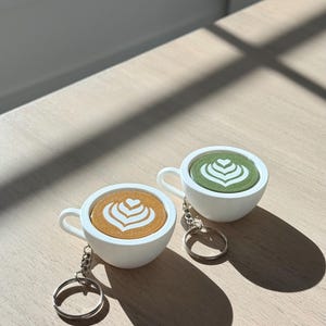 Latte Matcha Fidget Clicker Keychain | Coffee Latte Charm | Desk Toy 3D Printed