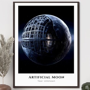 Artificial Moon Print | Ancient Civilisation Megastructure Artwork (Digital Download)