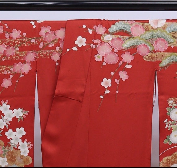 Vintage kimono - Furisode, Floral garden, Japanes… - image 6