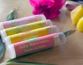 Vegan Lip Balm Set, 4 Tubes Lip Balm Set, Lip Butter, Lip Salve, Wedding Favors, Baby Shower Favors, Party Favors, Customizable