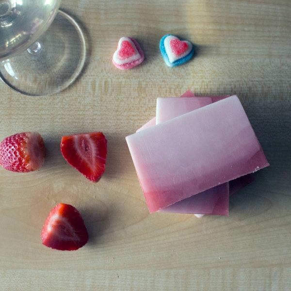 Soap, Shea Butter Soap, Strawberry Mimosa Soap, Bamboo Powder, Scented Soap, Scrubbing Soap, 4oz.