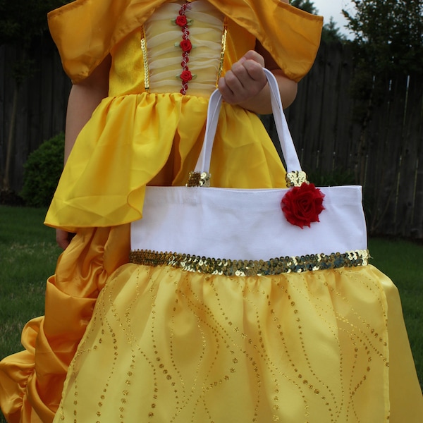 BELLE- Beauty and the Beast Inspired Princess Bag/ Tote- Dance Bag- Party Favor-Halloween Trick or Treat Bag-  Easter Bag