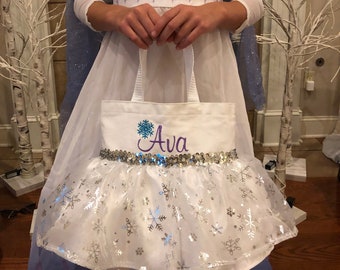 Custom listing- ELSA Inspired Princess Bag/ Tote- Easter Bag- Halloween Trick or Treat Bag- Dance Bag- FROZEN Party Favor