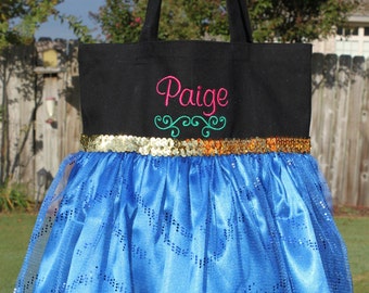 ANNA Inspired Princess Bag/ Tote- Easter Bag- Halloween Trick or Treat Bag- Dance Bag- FROZEN Party Favor