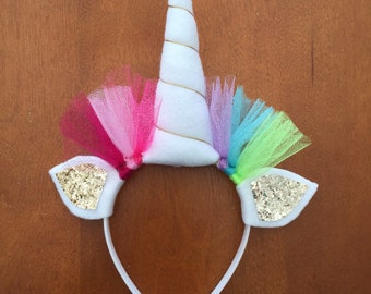 Rainbow UNICORN HEADBAND party favor- dress up headband- rainbow headpiece