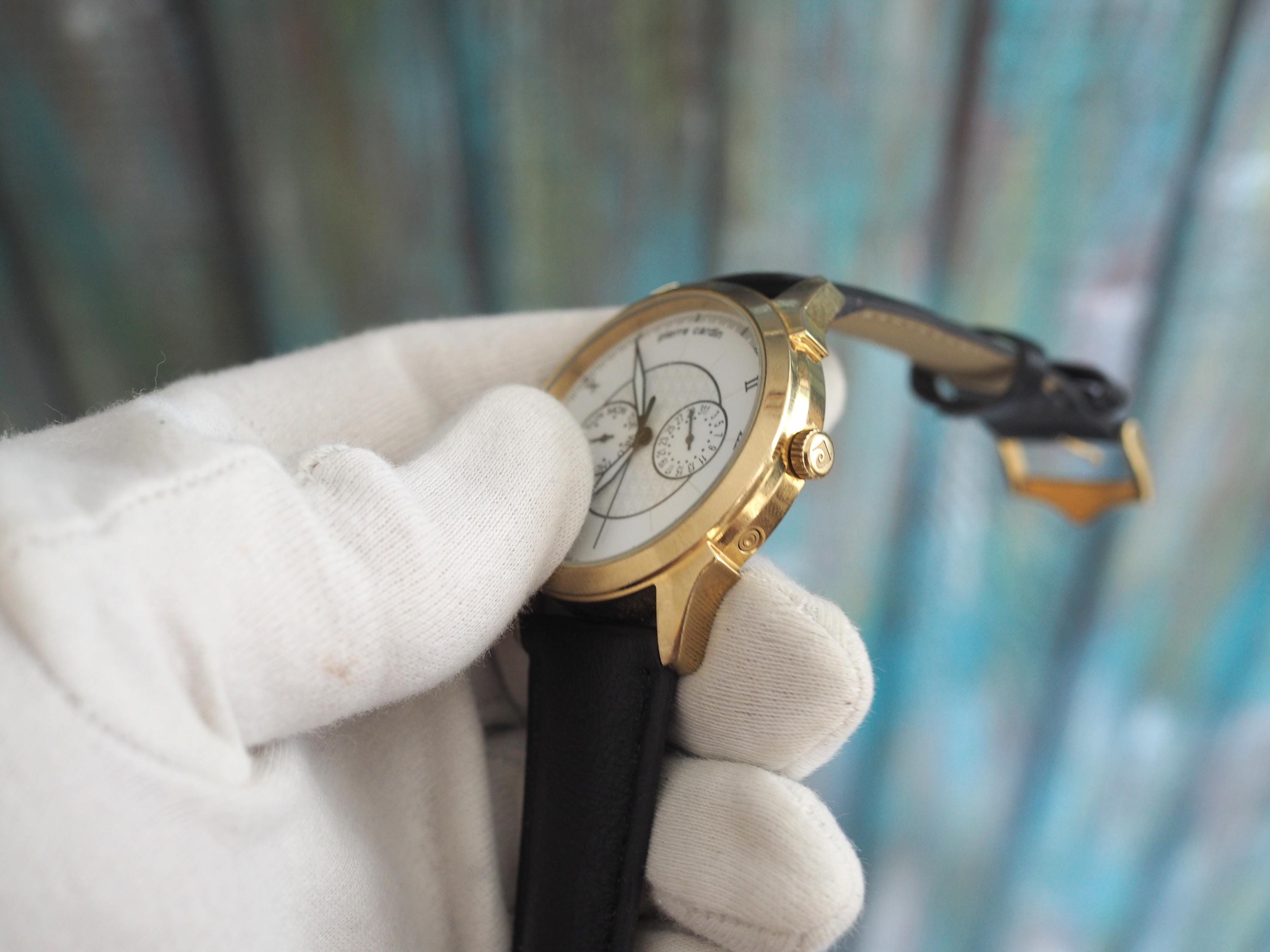 Pierre Cardin Quartz Men's Watch 42 Mm Gold Case, New Leather