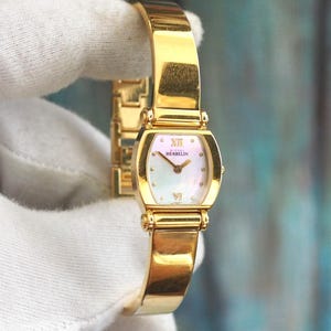 Vintage Michel Herbelin Women&#39;s Gold Watch – Mother of Pearl Dial, Swiss Made, 20 mm Case, New Battery