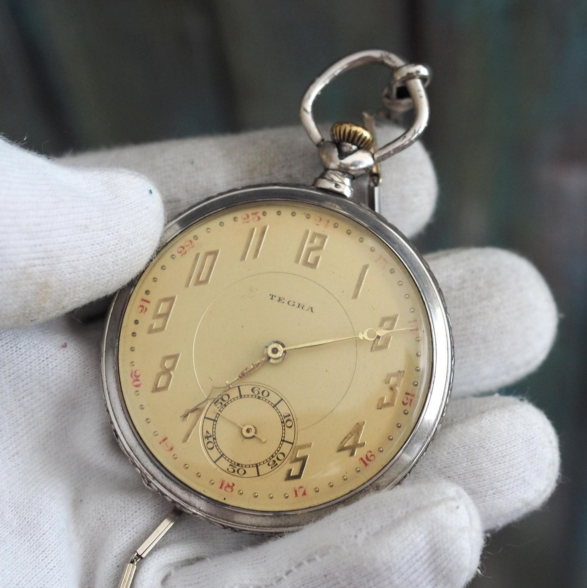 Reloj de bolsillo Tegrá Art Déco Caja de plata suiza 800 de 50