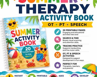 Summer Therapy Activity Book | Occupational Therapy, Physical Therapy & Speech Therapy Activities | Digital PDF