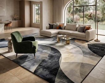 Carpette à rayures nordiques, tapis abstrait gris moderne, tapis de sol en flanelle douce pour salon et chambre, décoration d'intérieur lavable de luxe