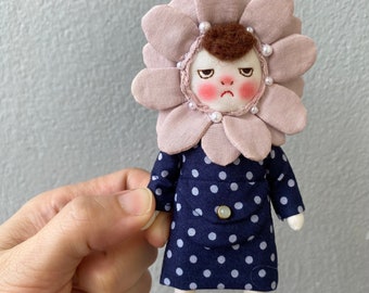 Handmade grumpy flower doll