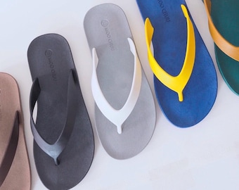 Eco friendly Handmade Recycled Rubber Sandals Non-Slip Beach Flip Flops Unisex