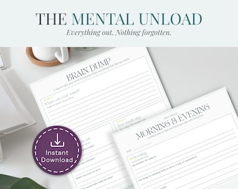 Brain Dump Printable Mind Dump Worksheet Mental Reset Mom Daily Check In Morning Routine Planner Anxiety Relief PDF Instant Download