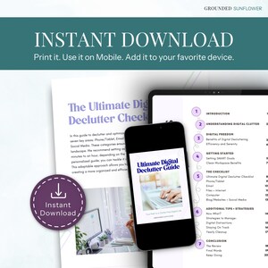 Phone Cleanup Guide Email Management Planner Digital Declutter Checklist Printable Template Organization System Schedule Maintenance Tracker Computer Tablet Files Internet Social Media Blog Website Cleanup Daily Weekly Monthly Quarterly