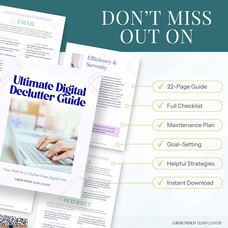 Phone Cleanup Guide Email Management Planner Digital Declutter Checklist Printable Template Organization System Schedule Maintenance Tracker Computer Tablet Files Internet Social Media Blog Website Cleanup Daily Weekly Monthly Quarterly