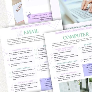 Organization System Phone Cleanup Guide Email Management Planner Schedule Maintenance Tracker Daily Weekly Monthly Quarterly Annual Digital Declutter Checklist Printable Template Computer Files Internet Social Media Blog Website