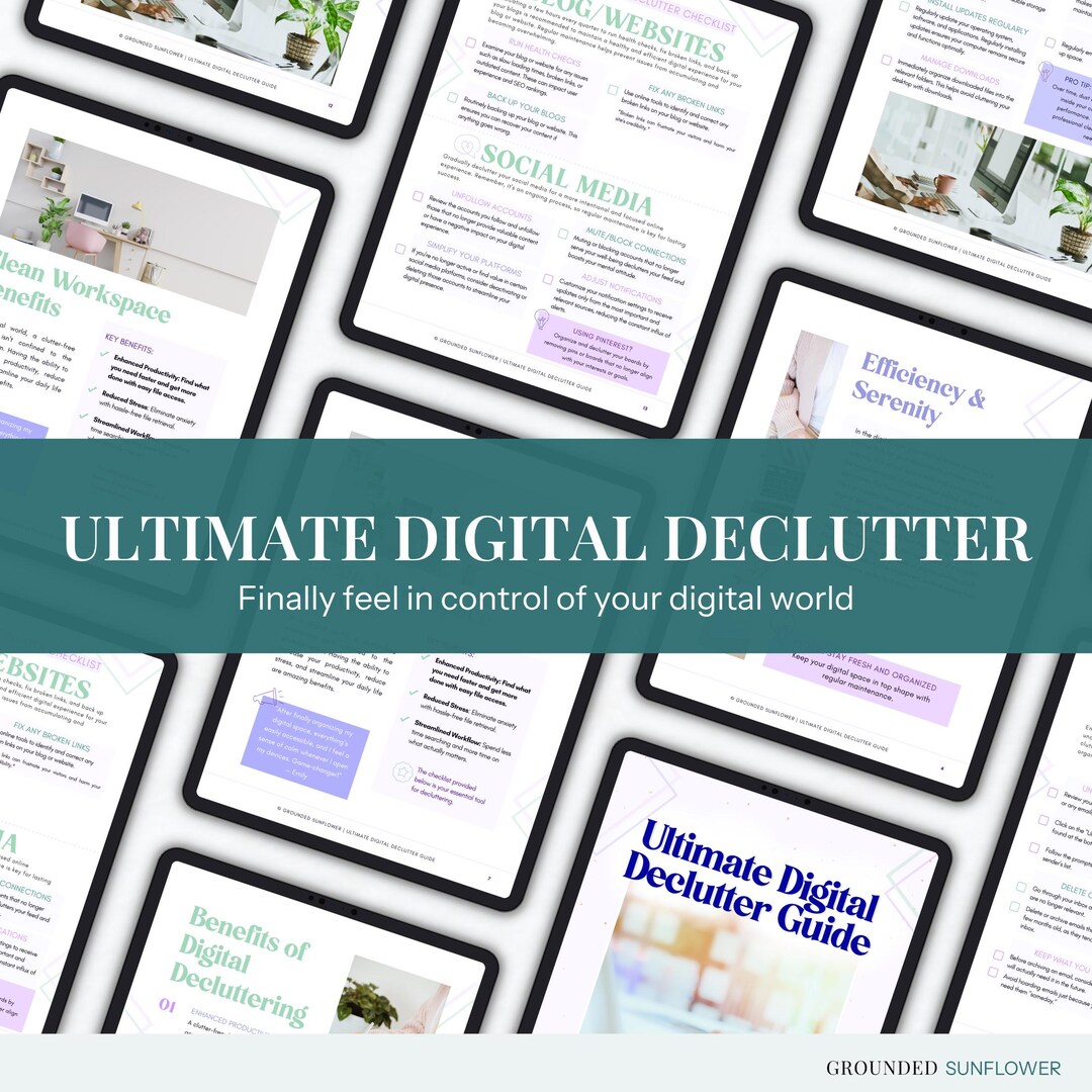 Digital Declutter Guide Printable Checklist Phone Email File