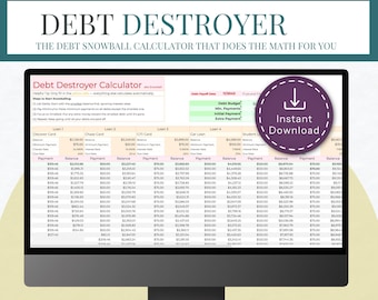 Debt Snowball Calculator Google Sheets Debt Payoff Tracker Spreadsheet Personal Finance Tool Loan Payoff Planner Instant Download Template
