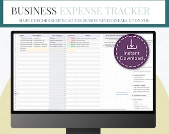 Small Business Expense Tracker Google Sheets Business Expense Tracker Self Employed Income Log Freelancer Bookkeeping Spreadsheet Download