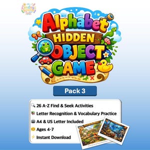 Alphabet Hidden Object Game Pack 3 | A-Z Letter Recognition Activity (Digital Download)