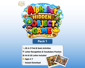 アルファベット隠しオブジェクトゲームパック1｜A～Zの文字認識アクティビティ（デジタルダウンロード）