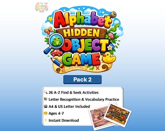 アルファベット隠しオブジェクトゲームパック2｜A～Zの文字認識アクティビティ（印刷可能なPDF）