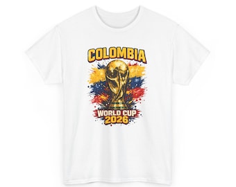 World Cup 2026 Colombia Tee | Gold Trophy, Flag Paint Splatter