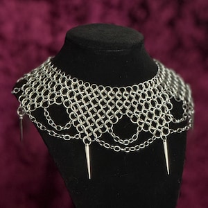 Jester Choker With Spikes - Adjustable Length | Will Not Rust or Tarnish