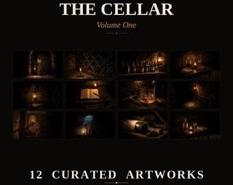 Zestaw Vintage Frame TV Art Bundle — The Cellar — 12 nastrojowych obrazów olejnych w piwnicy oświetlonej świecami — Samsung Frame TV — 4K + 8K