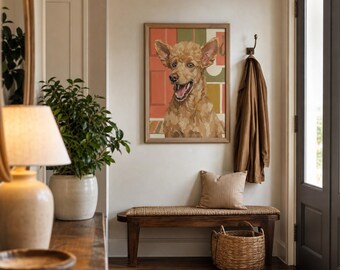 Funny Dog Entryway Print | Excited Poodle Wall Art | Funny Entryway Decor | Framed Poster
