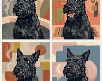 Funny Dog House Tour Digital Print | Scottish Terrier 4-Room Wall Art Collage | Printable Multi-Room Decor | Dog Mom Gift | Instant Download