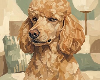 Funny Dog Living Room Digital Print | Smug Poodle Wall Art | Printable Living Room Decor | Instant Download