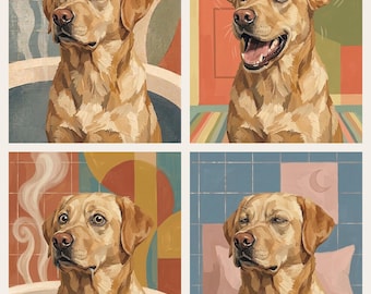 Funny Dog House Tour Digital Print | Labrador 4-Room Wall Art Collage | Printable Multi-Room Decor | Dog Mom Gift | Instant Download